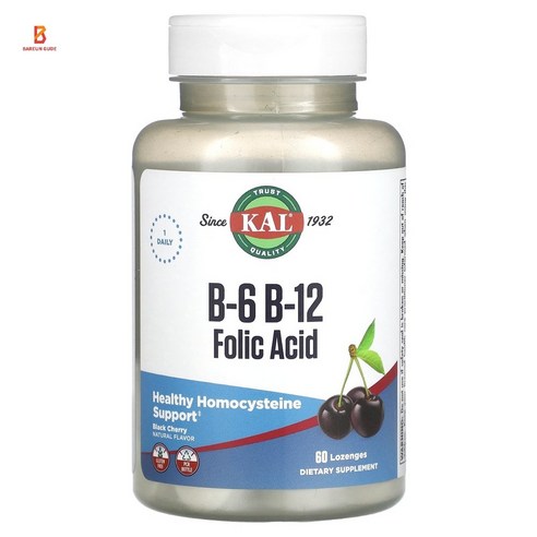 칼 비타민B6 비타민B12 활성엽산 Folicacid 엽산 블랙체리맛 60정, 1개