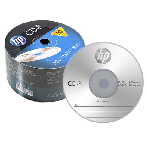 정품 HP 브랜드 CD-R/DVD-R 프린터블 50장/종합-공DVD/공CD/공시디, HP DVD-R 로고 랩핑 50P