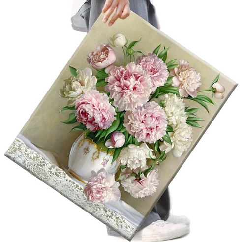 FASEN diy보석십자수 캔버스 형액자 세트 40cm x 50cm, AYW-63모란꽃, 1세트