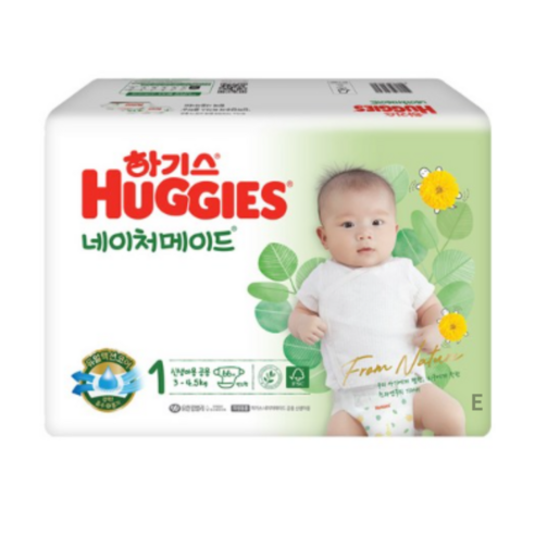 하기스 NEW 네이처메이드 밴드형 기저귀 아동공용 신생아용 1단계(3~4.5kg)