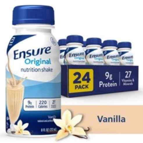 Ensure Original 엔슈어 오리지널 뉴트리션 쉐이크 바닐라 화이버 237ml 24팩 Nutrition Vanilla Fiber Shakes, 24개