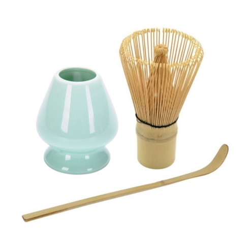 AOHAO 차선+차선립+차시 3PCS 세트 도자기 다구 다기 말차도구 matcha whisk, 3세트, 민트