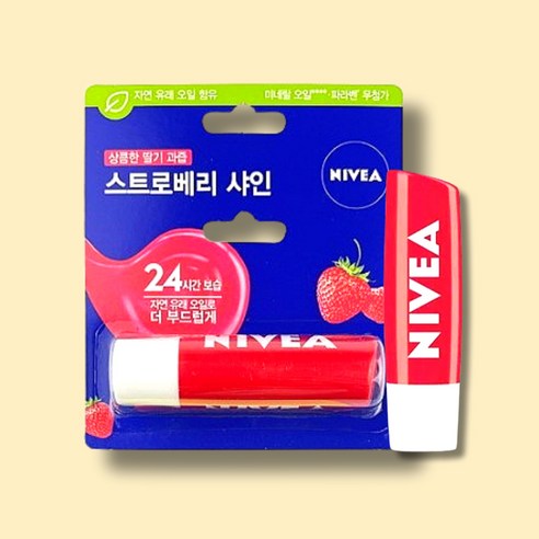 니베아 립케어 립밤, 스트로베리 샤인, 4.8g, 4개