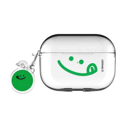 빅 와글와글 에어팟프로 / 에어팟프로2 / 에어팟 3세대 클리어 케이스+키링 세트, 빅와글와글-그린, AirPods Pro(2세대)
