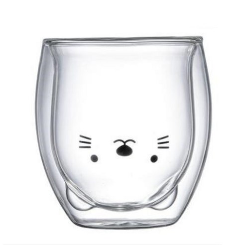 다나에 높은 붕규산 유리 이중층 컵 투명 절연 커피 컵, 고양이 새끼, 201-300ml