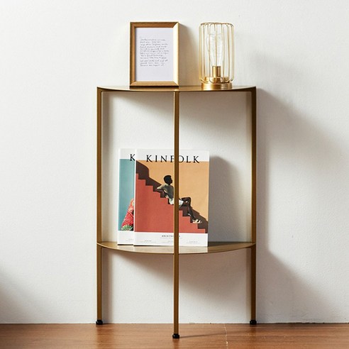 디메이커 스틸 3단 반달 장식선반 중(50x74x20cm) 국내생산 액세서리 인테리어 소품 라운드 선반, 골드