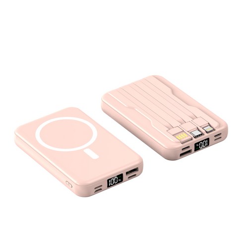 THOUSTA 대용량 무선충전 일체형 맥세이프보조배터리 20000mAh 핑크색 
휴대폰 액세서리