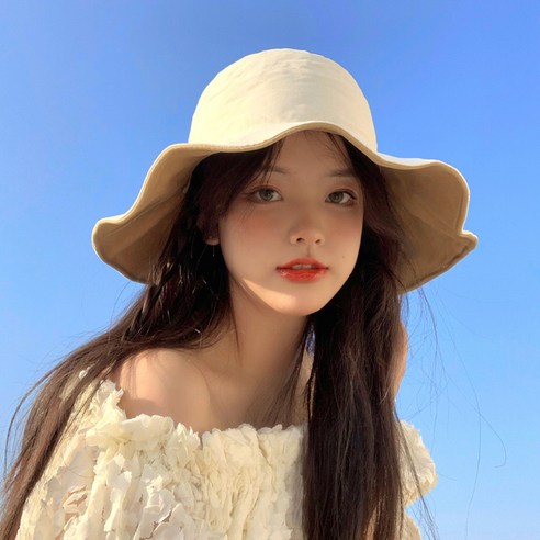 DFMEI 벙거지녀 여름 캡틴트 자외선차단모자녀조 민낯선모자, DFMEI 베이지+카키 리버시블