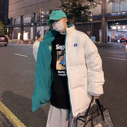 mxt남성 코튼 패딩 코트 Ins 패션 브랜드 느슨한 유행 양면 코튼 패딩 코트 남성 겨울 의류 양면 코튼 패딩 코트