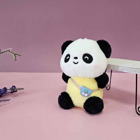 NELP 부끄 판다 인형 키링 가방고리, 옐로우, 1개