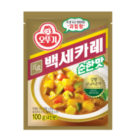 오뚜기 백세카레 순한맛, 100g, 12개