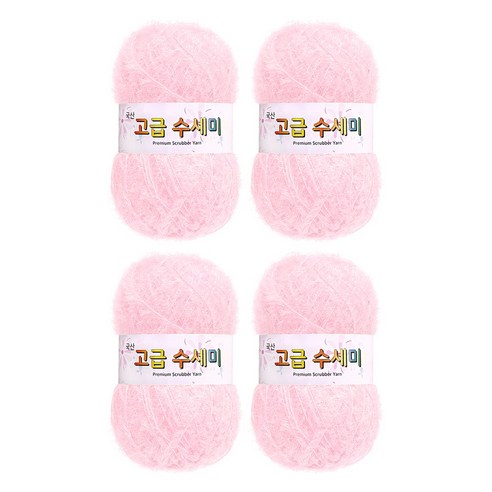 울클럽 별꽃수세미 DIY 고급수세미실 80g 4볼세트 + 동영상제공, 105흰분홍