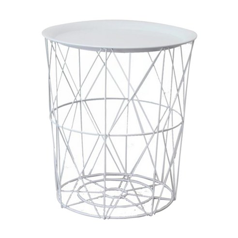 SJSHOP Nightstand 침실을위한 현대 옆 테이블 둥근 움직일 수있는 작은 테이블, 화이트 S