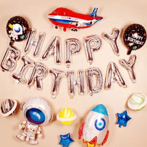 생일파티 데코 동물 은박 풍선 세트 모음, 1개, 생일 우주 파티 풍선 세트