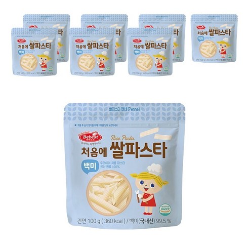 베베스트 처음에 쌀파스타 백미, 100g, 8개