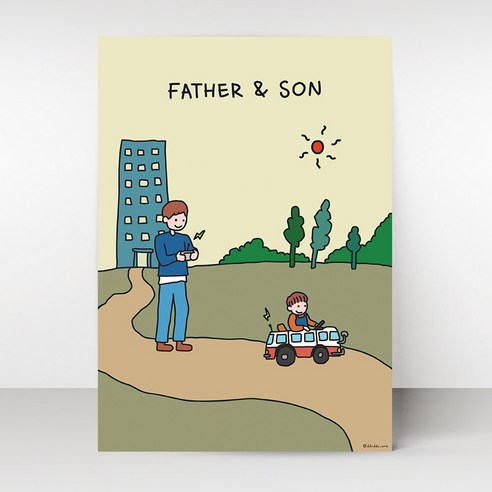 뚜뚜아트 가족 포스터 신혼집 아기방 아이방 인테리어 그림 감성 포스터, 30. Father and son