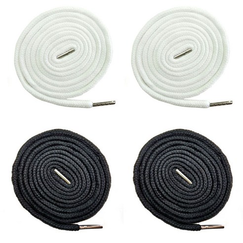 (4개세트) 140cm 원형 후드끈 바지끈 후드티 끈 츄리닝 허리끈 철팁 스트링 35색상, 2색혼합(블랙/블랙/화이트/화이트), 1개