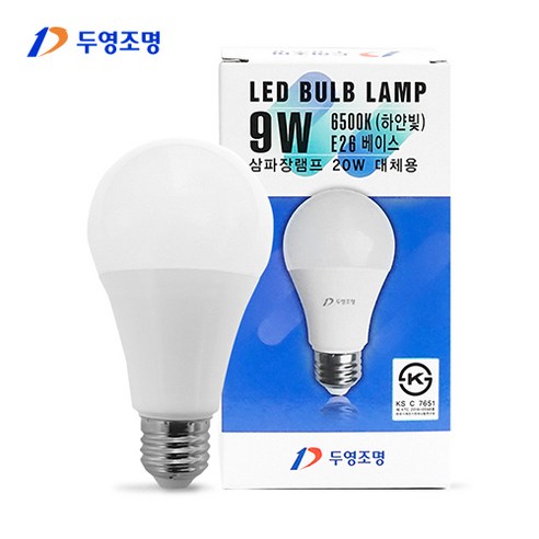 오스람 번개표 금호 두영 장수 필립스 led 전구 램프 삼파장 볼전구 8w 10w 12w 14w, 두영 LED전구 9W 전구색(주황빛), 1개, 1개