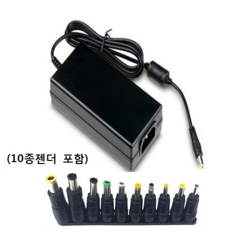 [하늘컴] 아답터 220V / 19V 3.42A [내경2.5mm/외경5.5mm] 전원 케이블 미포함 [비닐포장] *10종 젠더 포함*, 1개, 426235