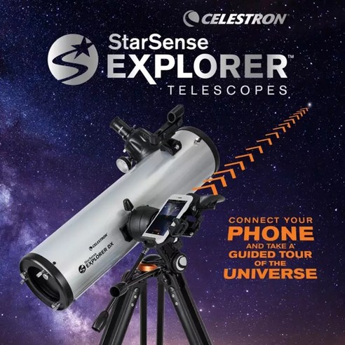 celestron professional starsense explorer dx130az 130mm f5 az 스마트폰 앱 지원 뉴턴 반사경 천문 망원경, 전화 어댑터 포함