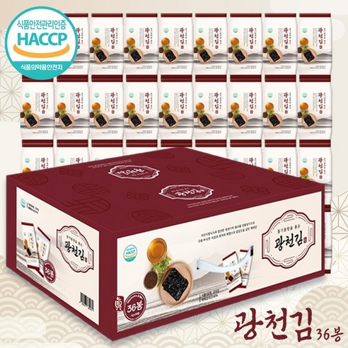 [광천김] [삼육봉 선물세트] [맛있는선물] [들기름향품은 광천김] [HACCP 인증] [바삭한 감칠맛], [명절선물]들기름향을품은광천김(36봉)선물세트, 36봉, 4g