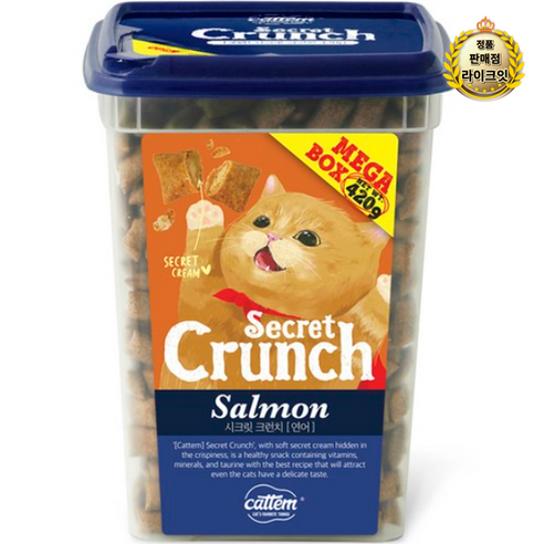 캣템 고양이 시크릿 크런치 간식 메가박스, 1개, 420g, 연어