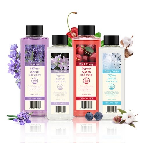 더허브샵 사각 리필오일 350ml500ml 11종 레드프룻 차량 실내 선물용, 리필오일 500ml, 03_레드프룻