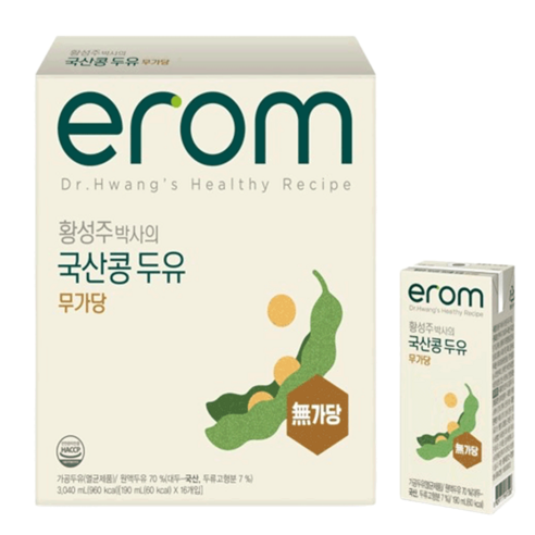 황성주무가당두유 달지않은두유 13+3팩, 190ml, 16개
