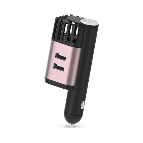 ANKRIC 빠른 충전 듀얼 USB 포트 자동차 충전 자동차 음이온 공기 청정기 효율적인 연기 제거 탈취 살균 정화 원룸공기청정기, 로즈 골드
