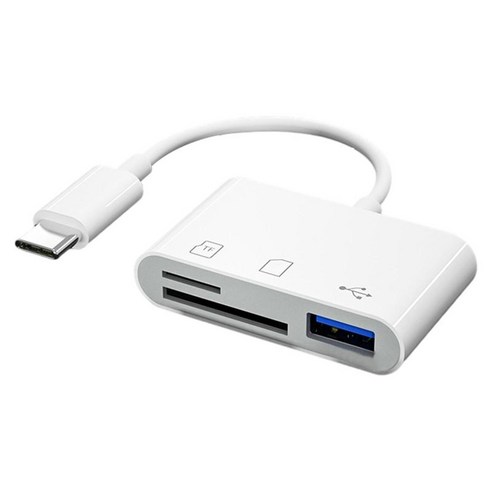 Type C TF SD 카드 리더 허브 어댑터 카메라 메모리 카드 리더 전화 컴퓨터용 USB C 장치 휴대용 및 소형, 하얀, 34x14mm., 아직도