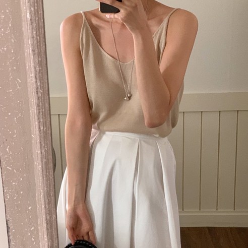 데스티니 베이직 썸머 브이넥 끈나시 니트