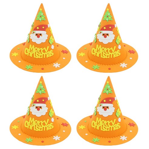 스투피드 크리스마스 EVA 고깔 모자 만들기 4개입, 1세트, 오렌지산타