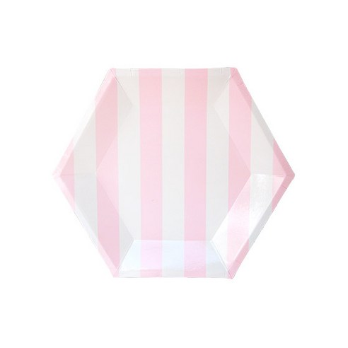 피플스파티 파티접시 스트라이프 20cm, 핑크, 1개, 18개