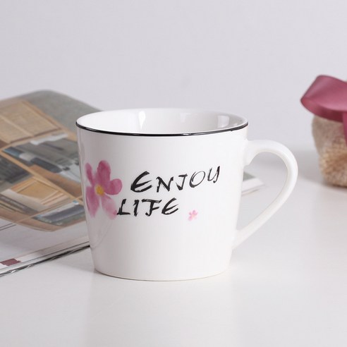 DFMEI.커피 잔.Mug cup크리에이티브 세라믹 머그잔 트렌드 커플 물컵 가정용 커피잔 남녀 찻잔 아침식사 잔입니다., 200ml., DFMEI.밝은 흰색 - 작은 사프란