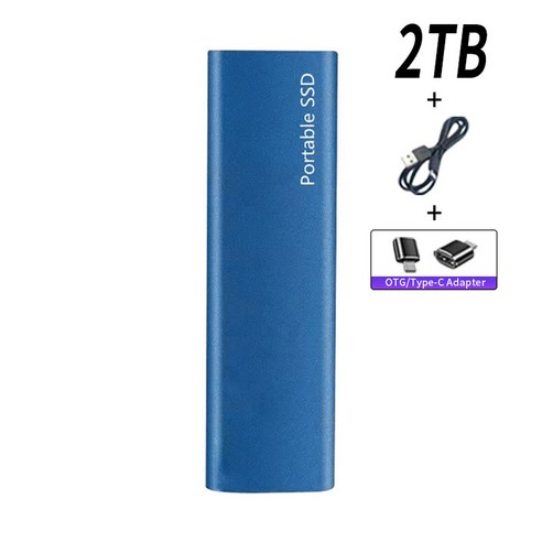 2TB 디스크 고속 맥용 솔리드 USB3.1 스테이트 SSD 외장 드라이브 노트북 1TB 하드 모바일 SSD, BLUE-2TB