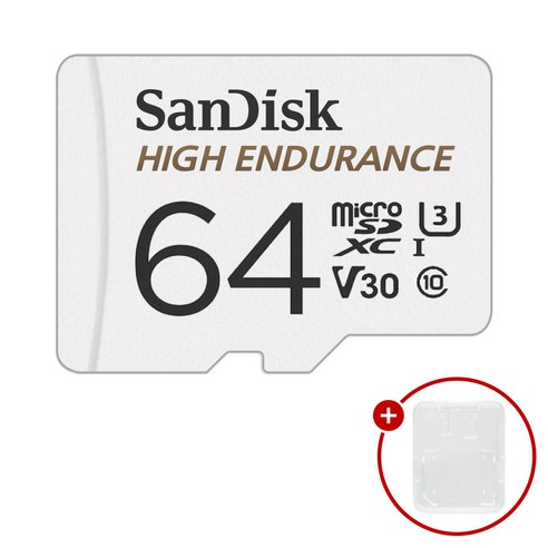 샌디스크 마이크로SD카드 High Endurance 하이엔듀런스 SDSQQNR + SD카드 케이스, 1개, 64GB