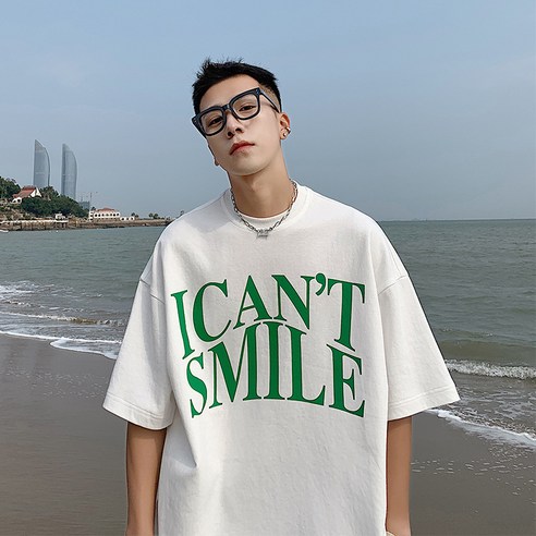KORELAN 알파벳 프린트 남성 반팔 트렌드 여름 티셔츠