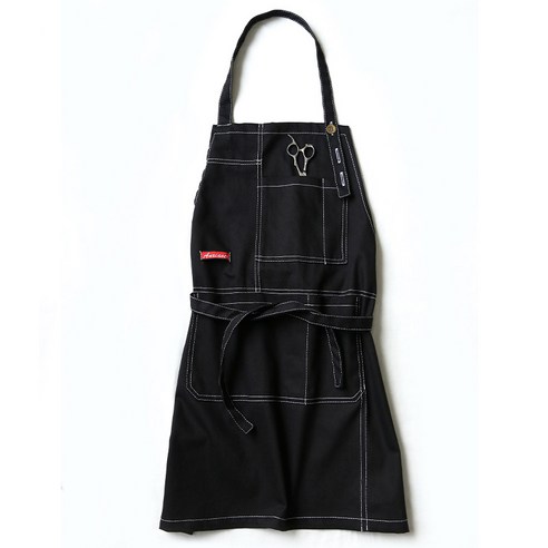 데님 앞치마 남자 여름 식당 베이킹 커피 셰프 우유 다방 작업복 여자 프린트, 검정색