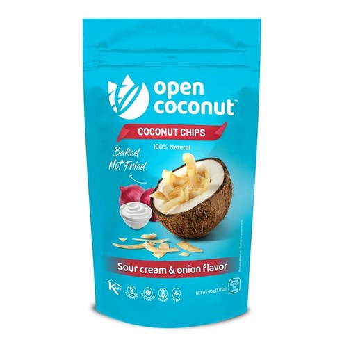 OPEN COCONUT 구운 코코넛 칩 | 빠르고 건강한 간식을 위한 구운 감자 맛 | 비건 칩 | 89.9g(3.1온스) | 1팩