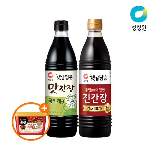 청정원 간장 840ML 2종 (진간장골드+맛간장국찌개용)+(증정)찰고추장500g, 1세트