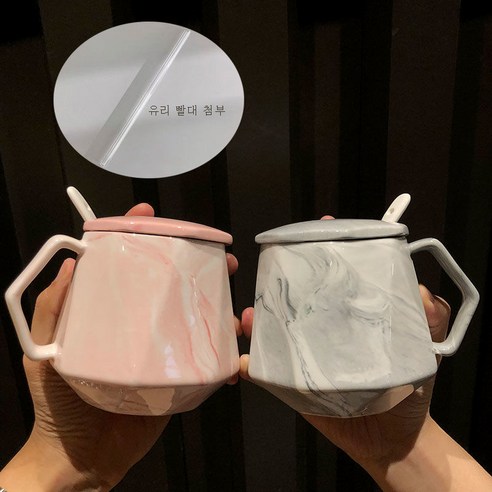 DFMEI 숟가락을 곁들인 양과 함께 세라믹 컵 인증 여 한국어 버전 커플 커피 머그컵 귀여운 생일 선물, 다이아몬드 파우더+다이아몬드 라임 (제작 된 숟가락 밀