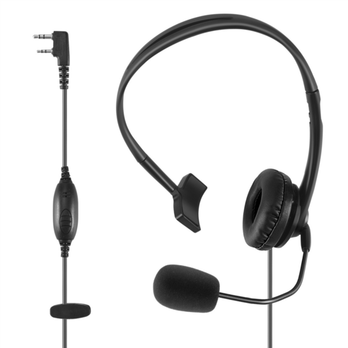 2-pin headphone headset TK220 for Jianwu Baofeng UV-5R BF-888S Retevis H777 PUXING TYT interphone, 검은색, 1개