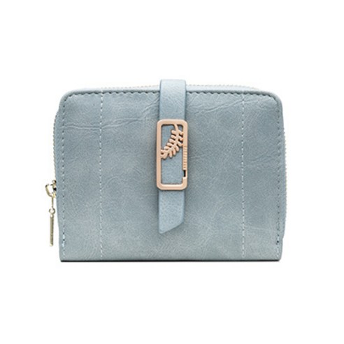 여름 여성 지갑 여성 샌드 지퍼 나뭇잎 버클 짧은 지갑 다기능 카드 가방