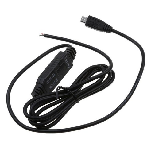 자동차용 마이크로 USB 케이블 DC-DC 벅 컨버터 12V ~ 5V 어댑터, 블랙, 1 미터, 플라스틱