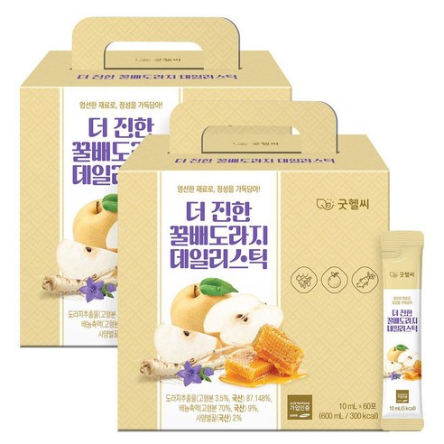 더진한 꿀배도라지 데일리스틱 60포, 2개, 600ml