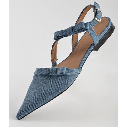 가니 MULTI BOW POINTY CUT OUT BALLERINA DENIM S2343 630 데님 멀티 보우 포인티 컷 아웃 발레리나 슈즈