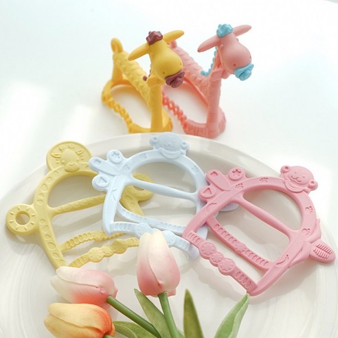 앙쥬 치발기 2종 단품 + 3D팔찌, 1개, 완두콩+3D기린(옐로)