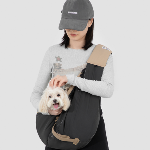 호다다 반려동물 강아지 슬링백 포대기 고양이 이동가방, 다크 그레이, 1개