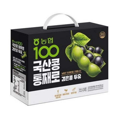 농협 100 국산콩 통째로 검은콩 두유, 190ml, 72개