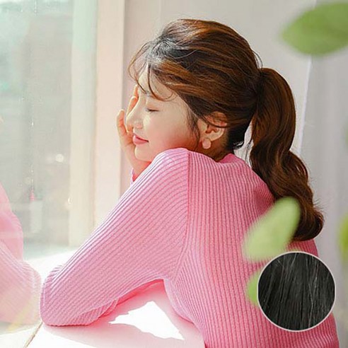 가발매니아 스톤 28cm 2초포니 핀 포니테일(형상기억인모) 집게가발 묶음머리, 내츄럴블랙